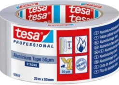 tesa alu tape strong 50my, 25 meter x 50 mm, mat sølv