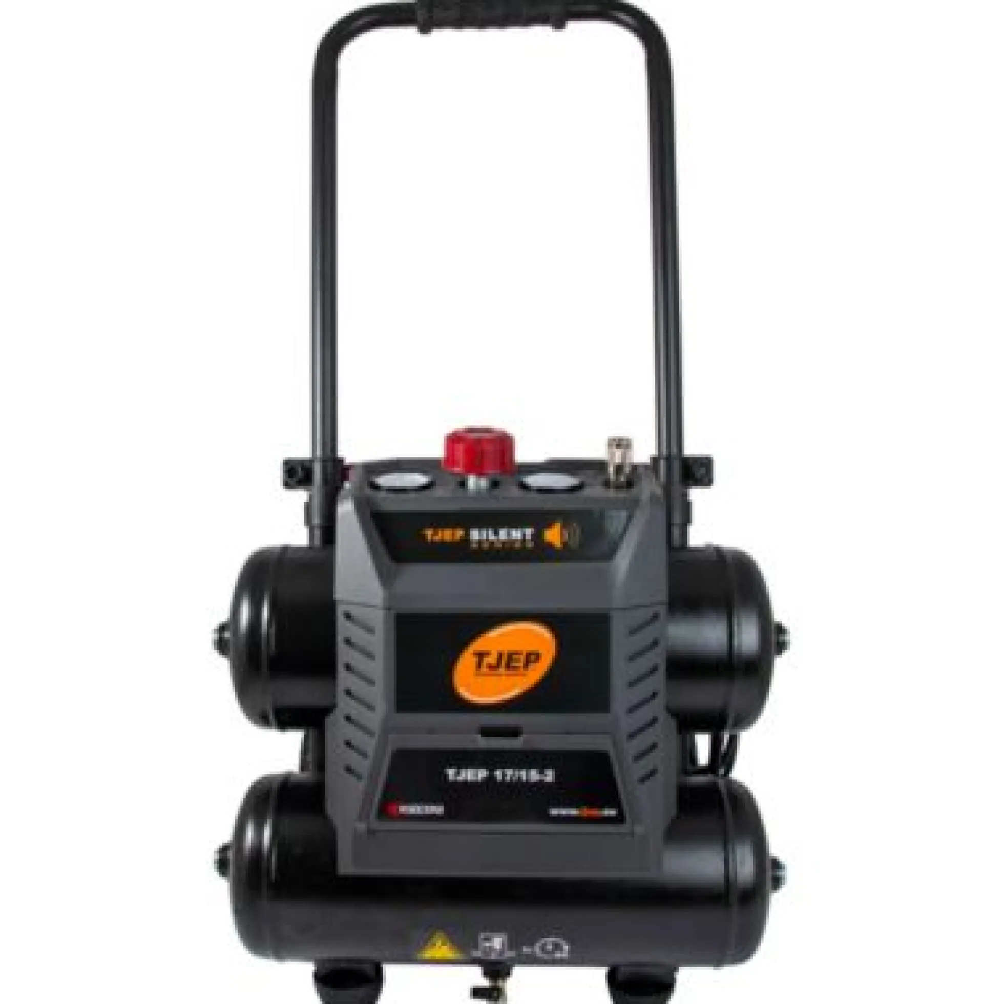 TJEP Silent kompressor 17/15-2, 2 cylinder, 17 liter tank, 203 liter/min v 0 bar, max 10 bar, olie fri