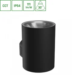 Torre facadelys, 9W, CCT, IP54, 700lm, sort, rundt, 230V