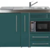Trend premiumline minikøkken, 1200 mm, enkeltkumme, højre, petrol