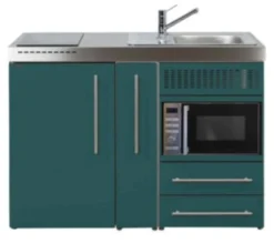 Trend premiumline minikøkken, 1200 mm, enkeltkumme, højre, petrol