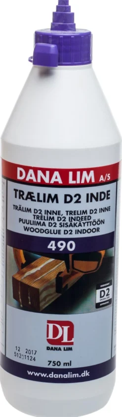 Trælim D2 490, 750ml, hvid (inde)