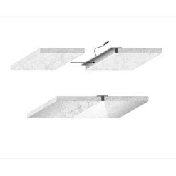 Troldtekt LED skinnesæt, 6x60cm, planforsænket, fjernbetjening, dæmpbar, 19W, 1900lm - Akustilight