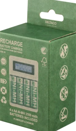 Ultimate Ni-Mh USB oplader, med 4 x AA batterier
