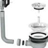 Uni afløbssæt komplet, til enkeltkumme, med strainer, Panda strainer 3 1/2" ST MA, SRX komplet - Franke