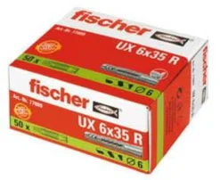 Universalplug UX R, Ø6x35mm med krave - Fischer - 50 stk