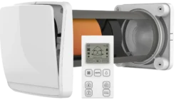 Unoklima XT-U Remote ventilator m. varmegenindvinding og fjernbetjening, hvid, Ø160 mm, <40 m² - Klimair
