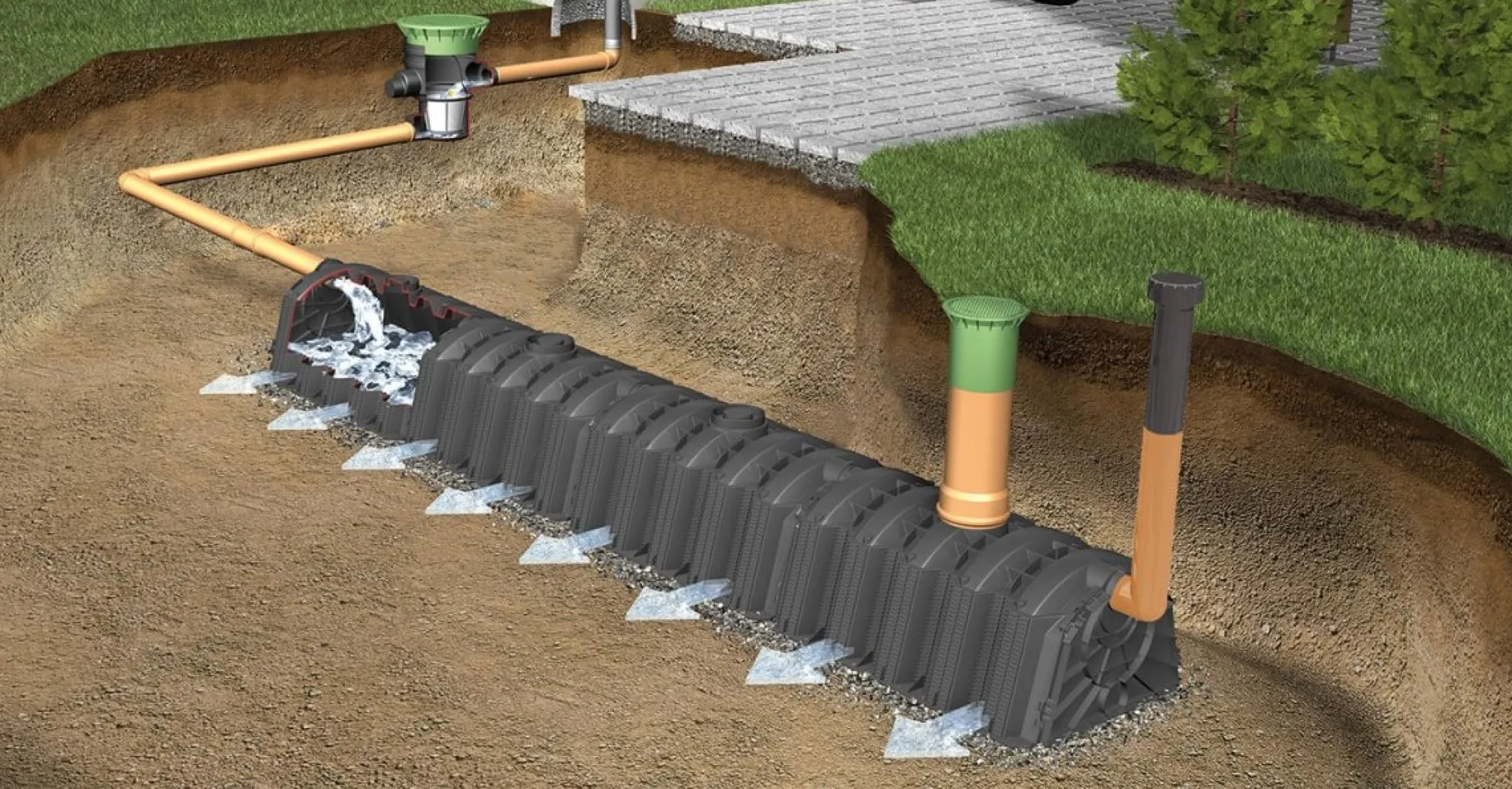 Uponor regnvandstunnel, 1160 x 800 x 510 mm, 300 l