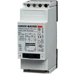 Urmet ringetransformer, 4/8/12Vac, 2A med afbryder, DIN-skinne
