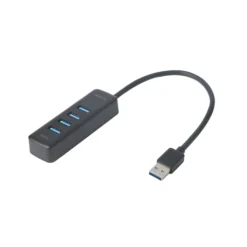 USB-A hub, 5 Gbit/s, 4x USB-A, slim, black - Deltaco