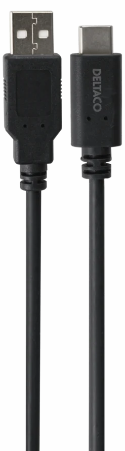 Usb 2.0 kabel, typ A - typ C, 1m, sort - Deltaco