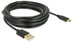 USB 2.0 kabel, type-A til type-C, 4 meter, sort - Delock