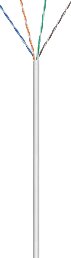 U/UTP CAT5e data-/patchkabel, 100 meter, grå, PVC, Solid AWG 24/1, til hjemme-/indendørsbrug