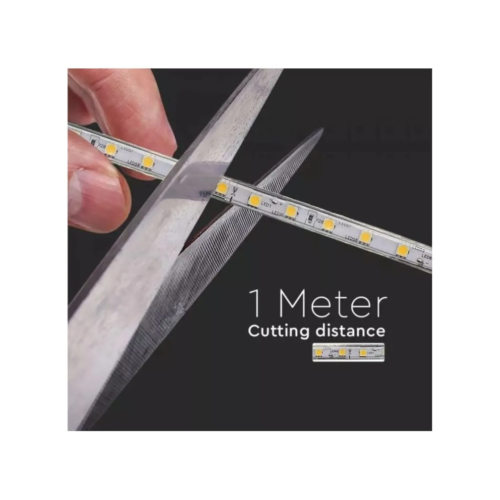 Vandtæt LED strip (Type Q), 230V, IP67, 60 LED, 6W pr. meter, 3000K