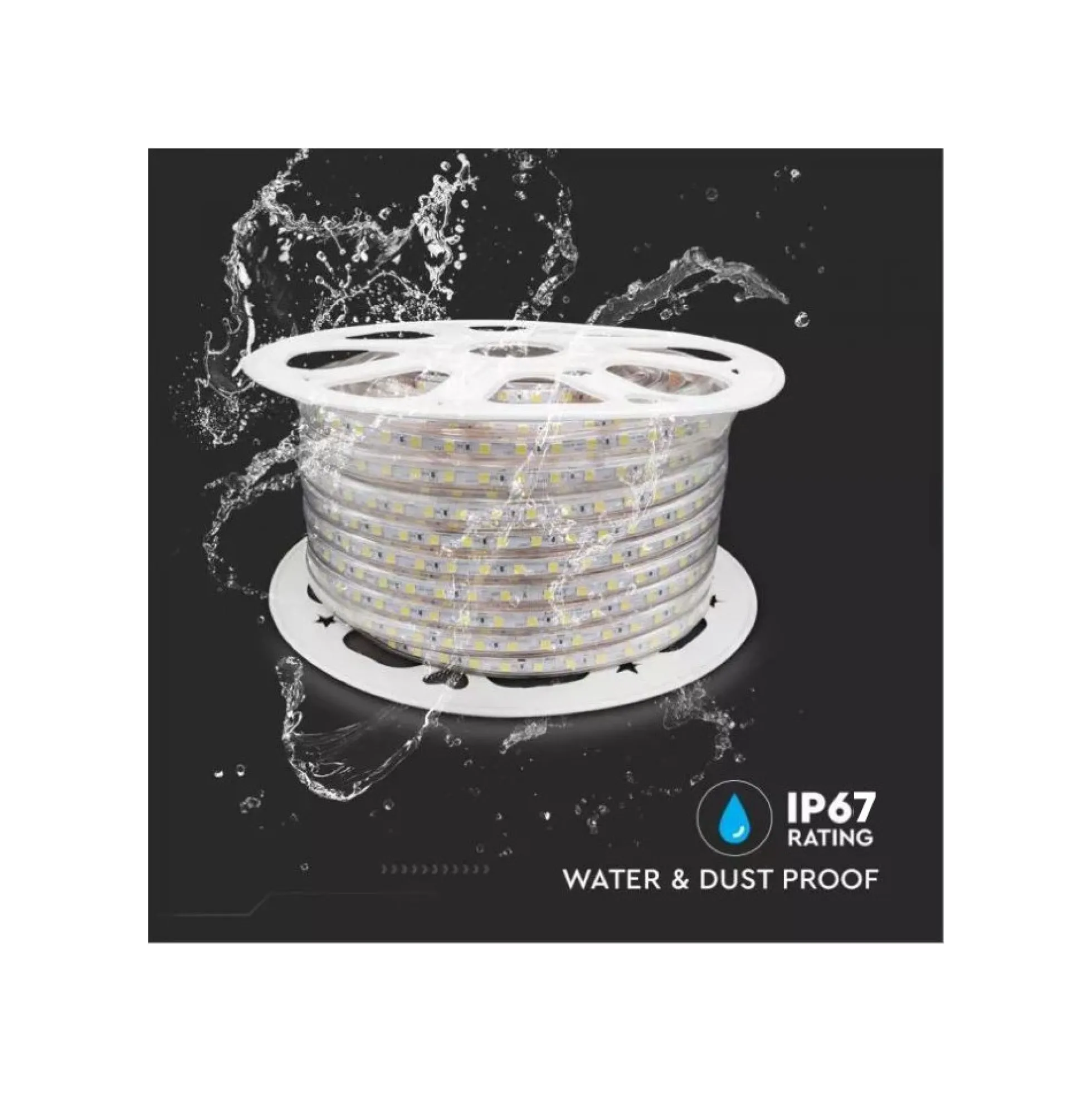 Vandtæt LED strip (Type Q), 230V, IP67, 60 LED, 6W pr. meter, 3000K