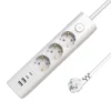 3-vejs USB Schuko strømskinne med tænd/sluk-knap, 1,5 meter, hvid