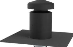 Ventilationshætte Ø125, sort med integreret tagpap, isoleret 50 mm