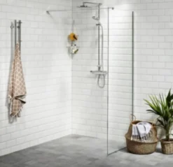 Vetro brusevæg, 100 cm, 6 mm klart hærdet glas, EasyClean