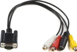 VGA til S-video, 3x RCA kabel, 0,2 meter, MONGGSV, VGA (D-Sub), RCA, S-Video, sort - MicroConnect