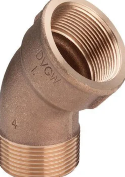 Vinkel 45°, 1" muffe/nippel, rødgods silicium bronze