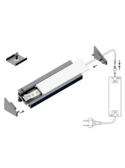 Vinklet aluprofil til bl.a. Philips Hue Lightstrips, Model C - 1 meter