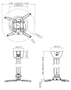 Vogel's PPC 2555 projektor loftbeslag teleskopisk 55-85 cm sølv