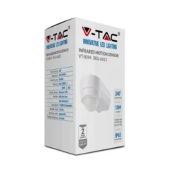 V-Tac bevægelsessensor - LED-venlig, hvid, justerbar vinkel, PIR infrarød, IP65 udendørs - 230V IP65