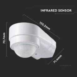 V-Tac bevægelsessensor - LED-venlig, hvid, justerbar vinkel, PIR infrarød, IP65 udendørs - 230V IP65