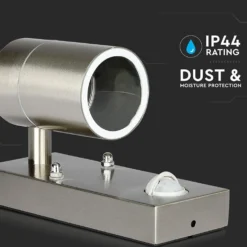V-TAC, LED væglampe, udendørs, rustfri, 230V / IP44, GU10 fatning, sensor