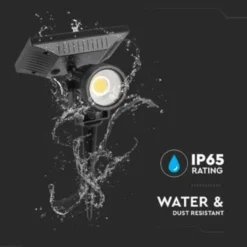V-TAC solcelle havelampe, sort, med spyd, COB LED, 40lm, RA80, IP65