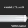 V-Tac Vandtæt LED Armatur, 150 cm, 48W, 5760 Lumen, IP65, Gennemfortrådet 230V
