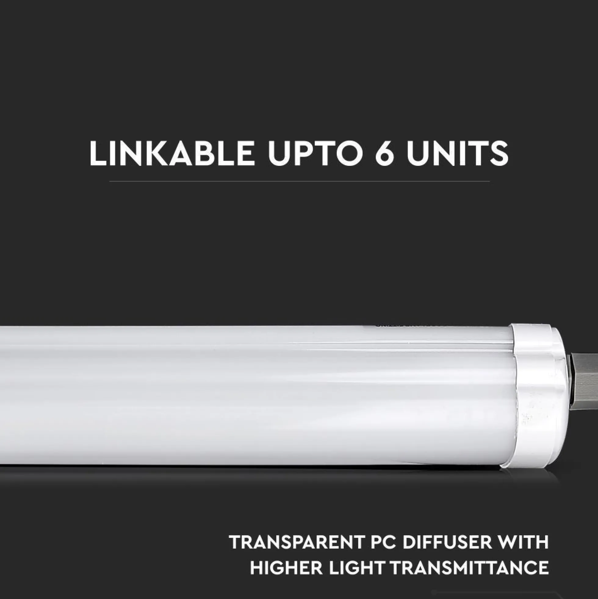 V-Tac Vandtæt LED Armatur, 150 cm, 48W, 5760 Lumen, IP65, Gennemfortrådet 230V