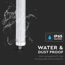 V-Tac vandtæt LED armatur - gennemfortrådet, IP65, 230V