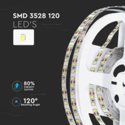 V-Tac 12V LED strip, 8mm bred, 800 lm pr. meter - 5 meter