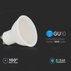 V-TAC 3W GU10 LED-pære, 3000K, 250lm, RA80, 230V