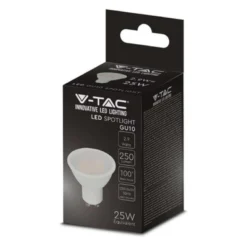 V-TAC 3W GU10 LED-pære, 3000K, 250lm, RA80, 230V