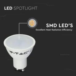 V-TAC 4,5W GU10 LED-pære, 400lm, RA80