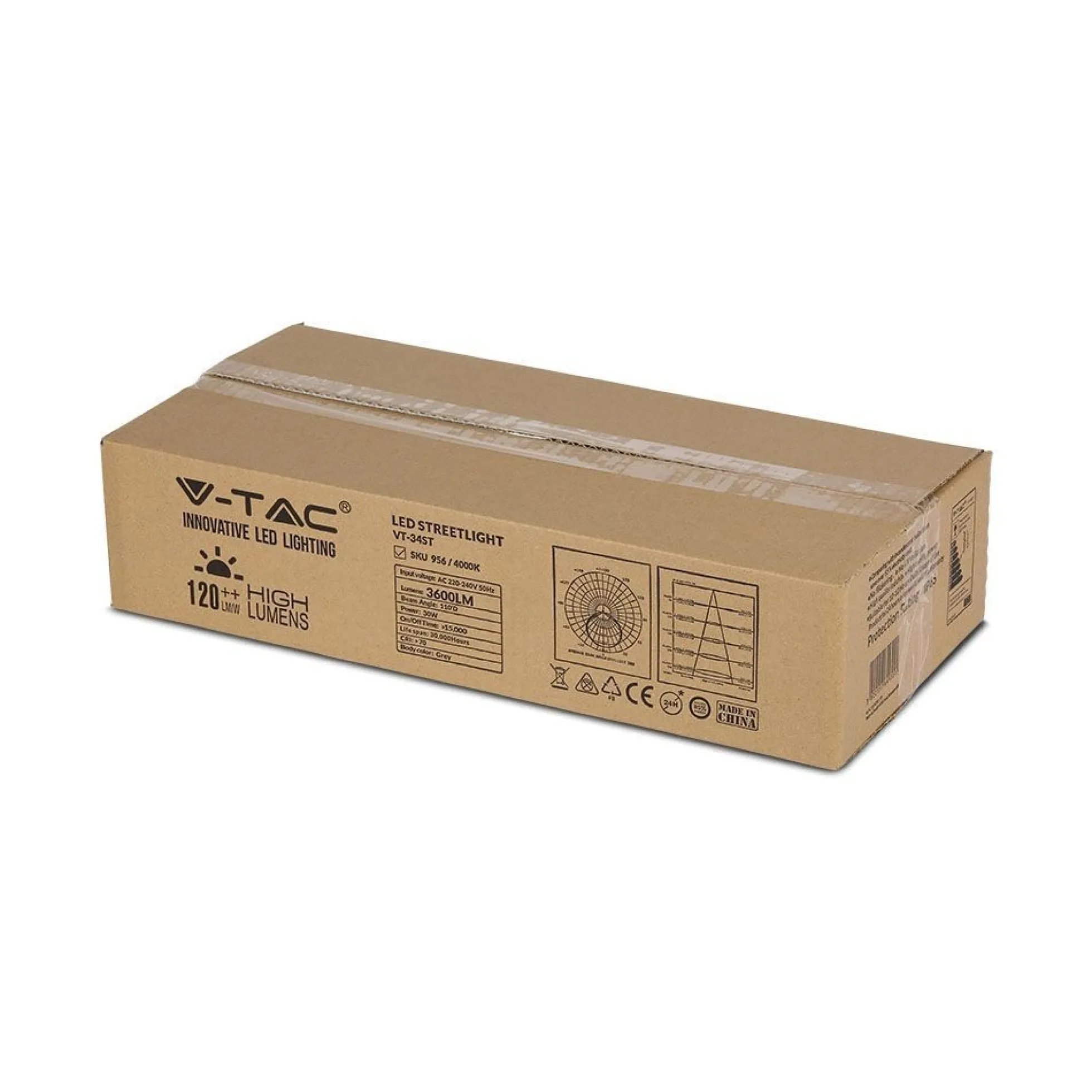V-Tac 30W LED gadelygte - Samsung LED chip, Ø60mm, IP65, 135lm/w, 4050lm