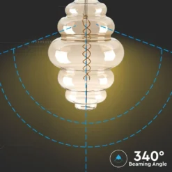 V-Tac 8W LED kæmpe globepære, Kultråd, Ø20 cm, dæmpbar, 2000K