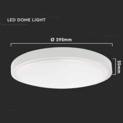 V-Tac 24W LED loftslampe, Ø29,5cm, Højde: 5,5cm, hvid kant, neutral kulør