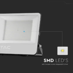V-Tac 200W LED projektør, 185lm/W, arbejdslampe, udendørs, sort hus, neutral kulør