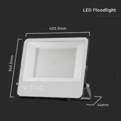 V-Tac 200W LED projektør, 185lm/W, arbejdslampe, udendørs, sort hus, neutral kulør
