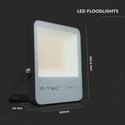 V-Tac 30W LED projektør, 157lm/W, arbejdslampe, udendørs, ikke dæmpbar, sort hus, kold hvid