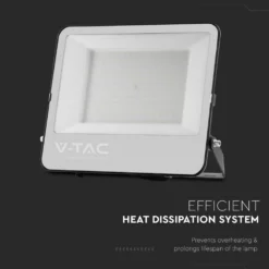 V-Tac 200W LED projektør, 185lm/W, 37000 lumen, 6500K, IP65, sort