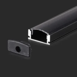 VT-8113 aluprofil, 2 meter, inkl. sort cover og endestykker