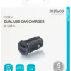 12/24 V USB-biloplader, kompakt størrelse, dobbelt USB-A porte