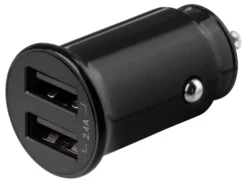 12/24 V USB-biloplader, kompakt størrelse, dobbelt USB-A porte