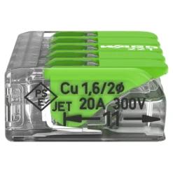 WAGO Green Samlemuffe 5x0,2-4 mm² transparent med grøn pal, serie 221