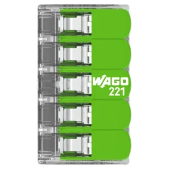 WAGO Green Samlemuffe 5x0,2-4 mm² transparent med grøn pal, serie 221