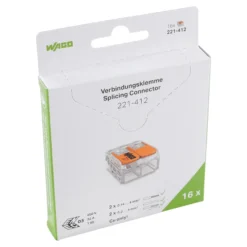 WAGO 221 samlemuffe med 2 huller huller for 0,2 til 4 mm² ledning, transparent - 16 stk gør-det-selv pakke